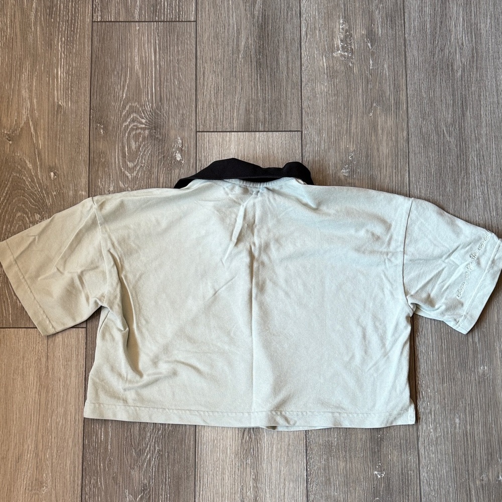 Adidas Cropped Pique Polo in Linen Green - Picture 9 of 13
